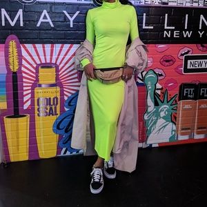 Neon long sleeve dress